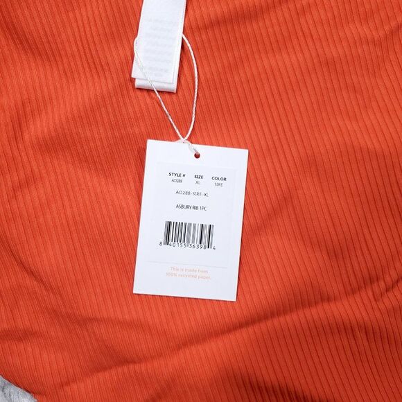Andie The Asbury One Piece Swimsuit Ribbed Neon Orange Siren Size XL Swim - Picture 5 of 8
